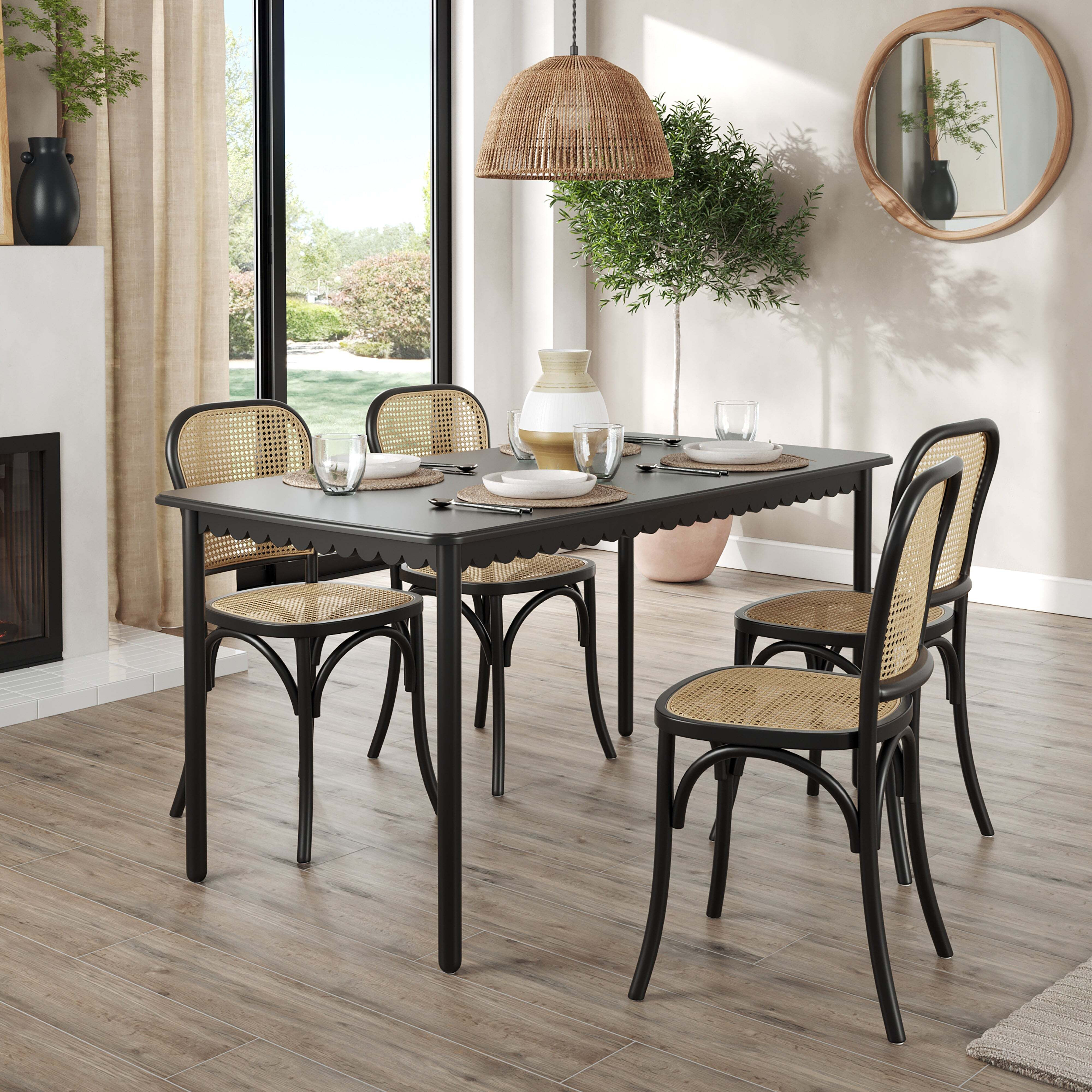 Remi 4 Seater Rectangular Dining Table, Black Black