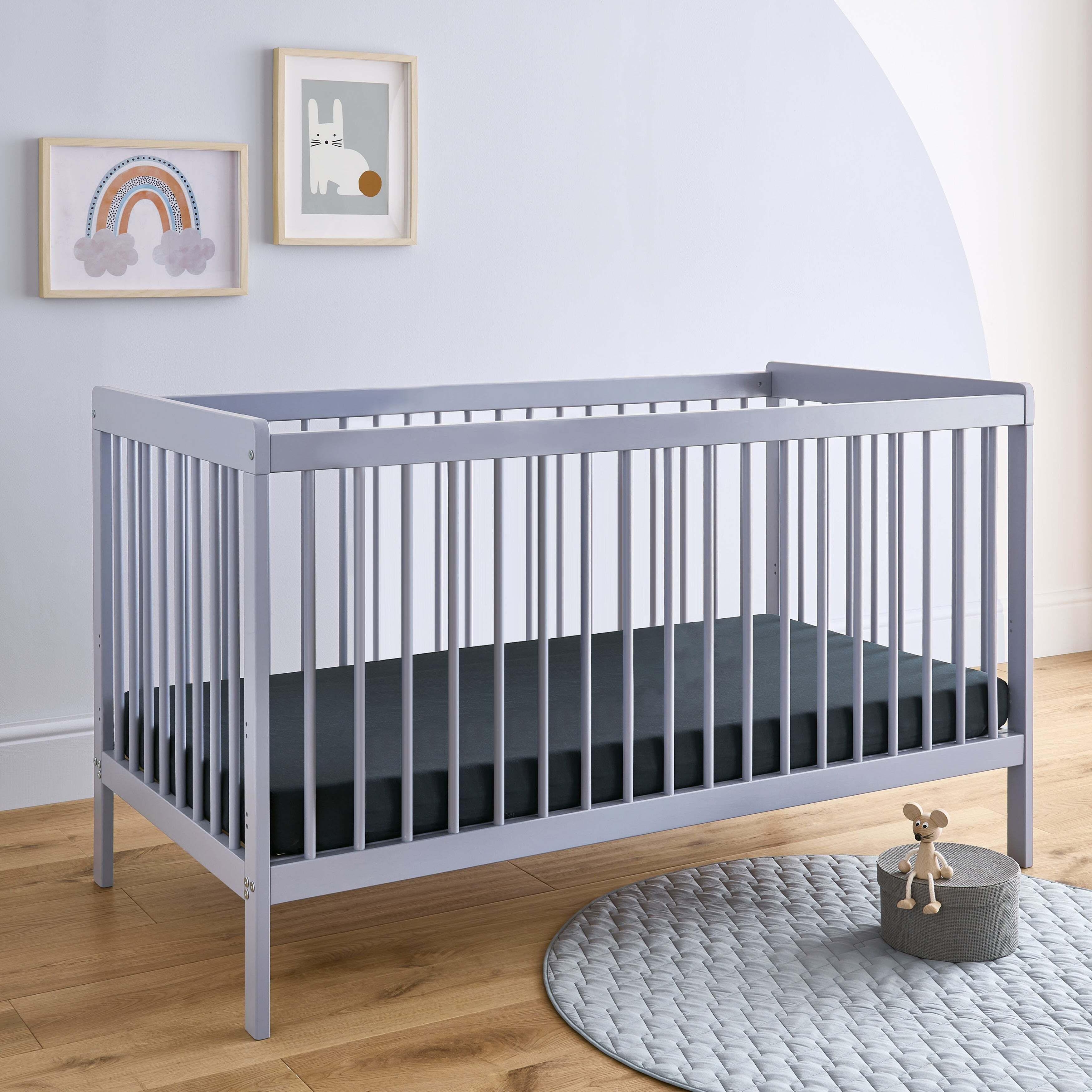CuddleCo Nola Cot Bed, Painted Pine Light Blue