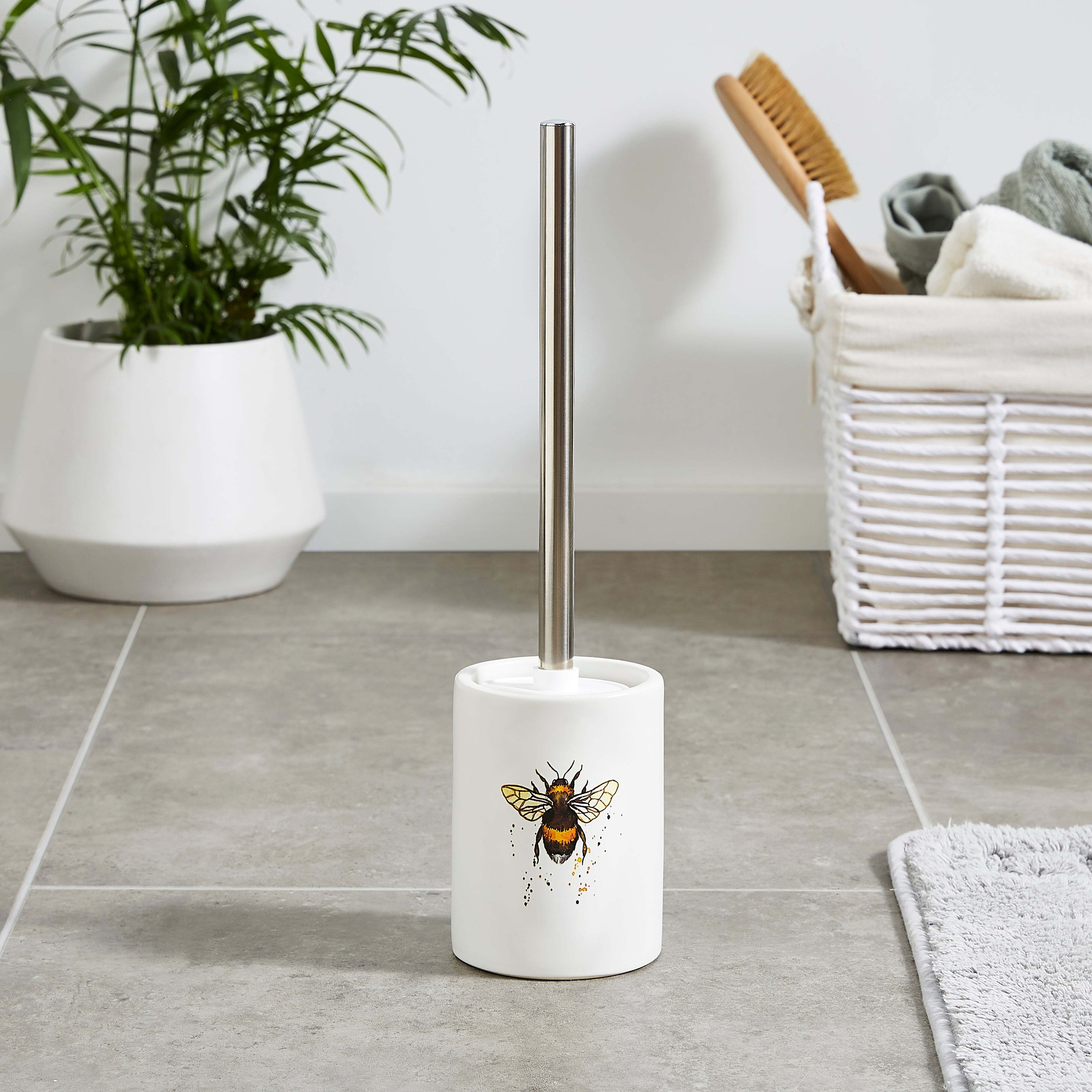 Bee Ceramic Toilet Brush White