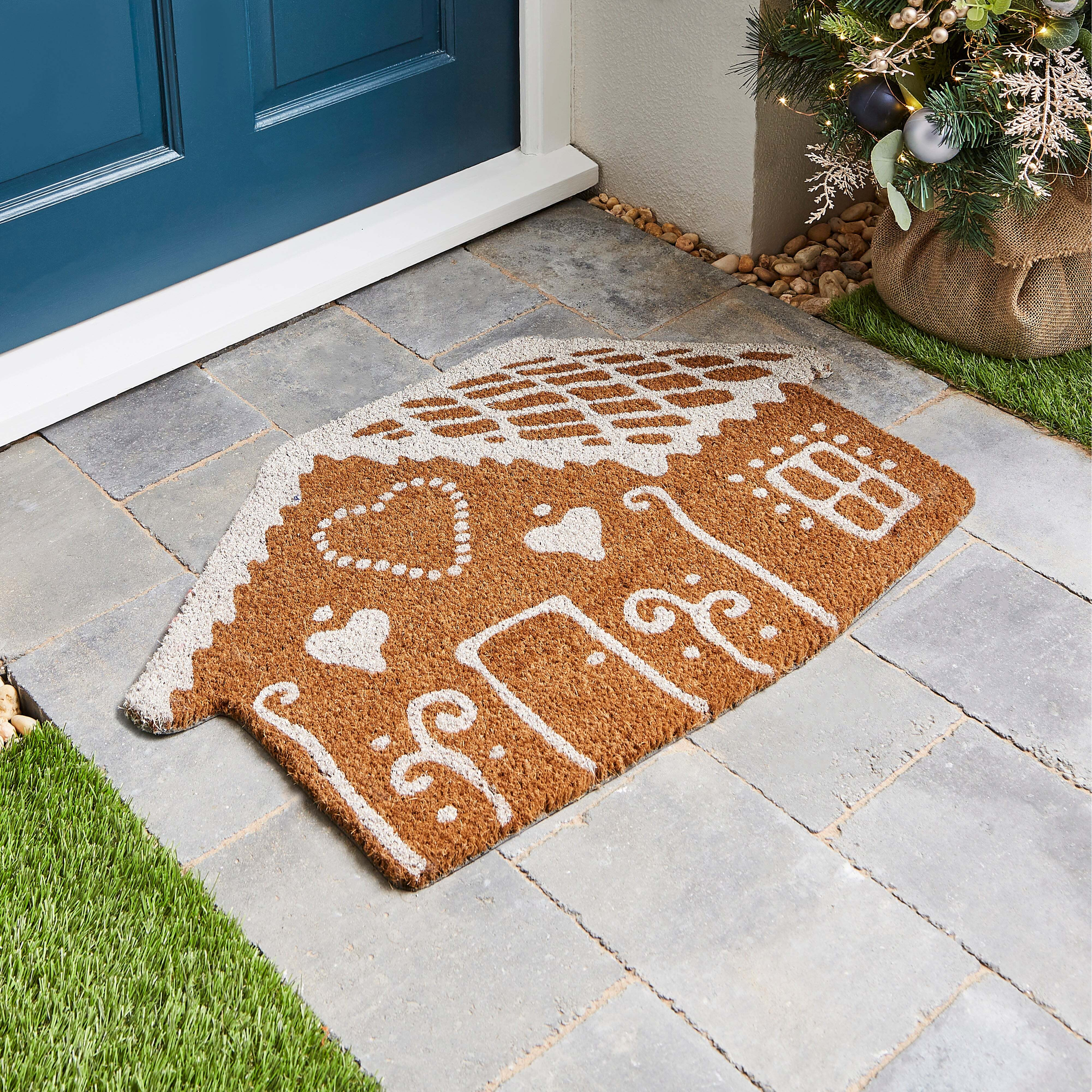 Gingerbread House Coir Doormat Brown