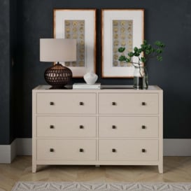 Luxe Wide 6 Drawer Chest Of Drawers Natural