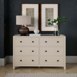 Malone Wide 6 Drawer Chest of Drawers, Warm Grey Natural