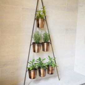 Gold Metal Wall Plant Stand with Planters Gold