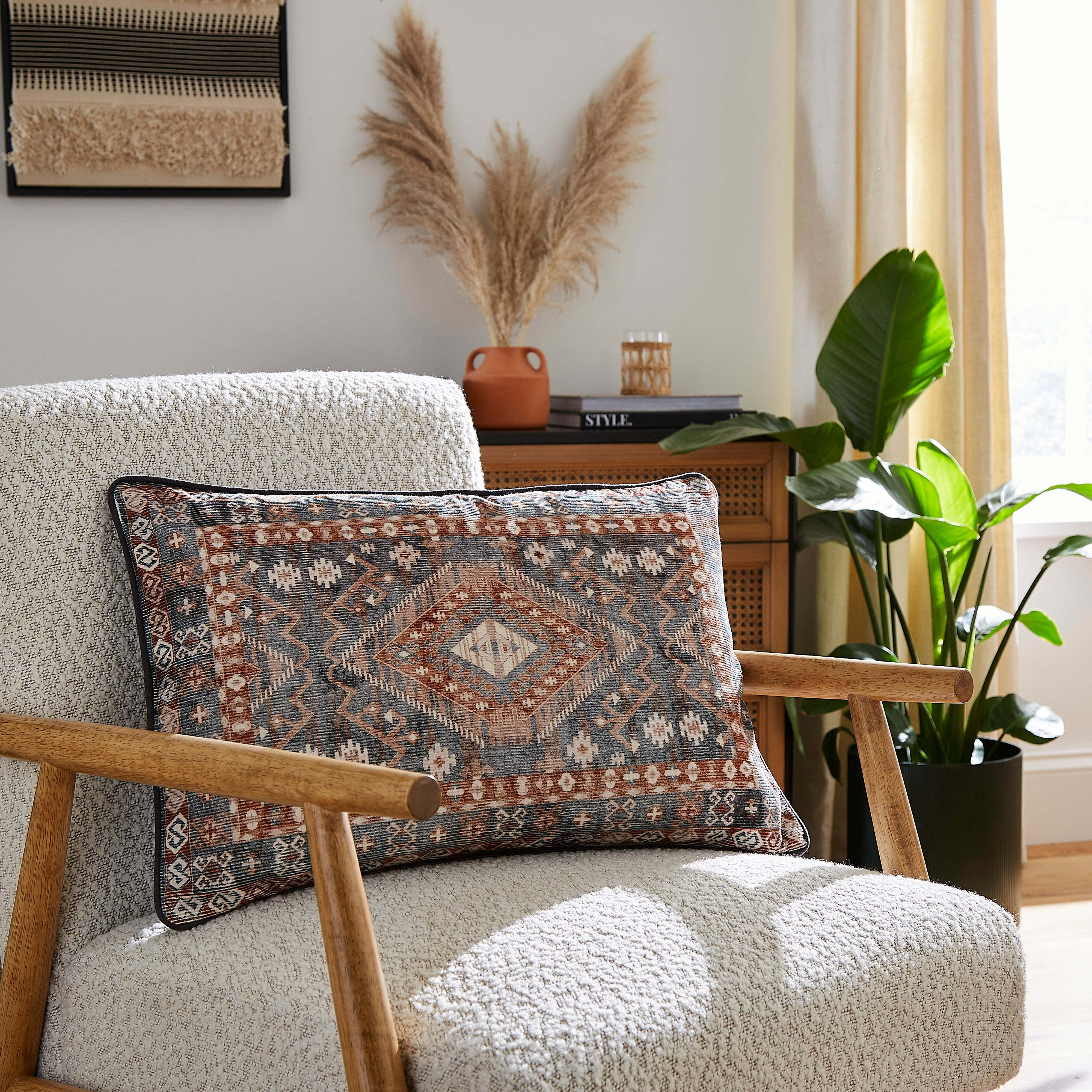 Oriental Cord Cushion 40 x 60cm Navy (Blue)