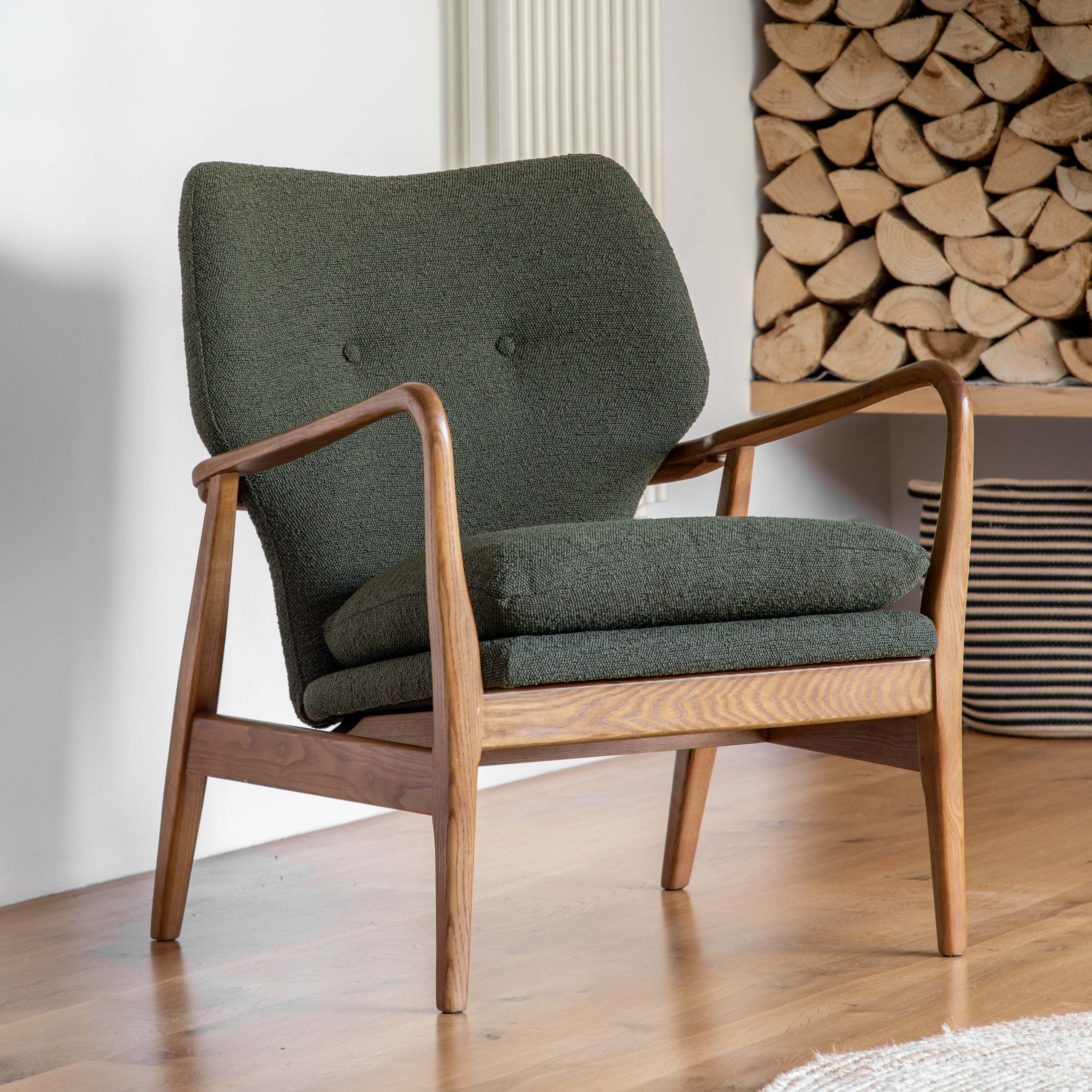 Joso Linen Armchair Moss Green