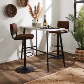 Rhys Height Adjustable Leather Bar Stool Tan