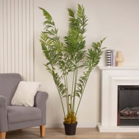 Artificial Cycad Palm in Black Plant Pot Green