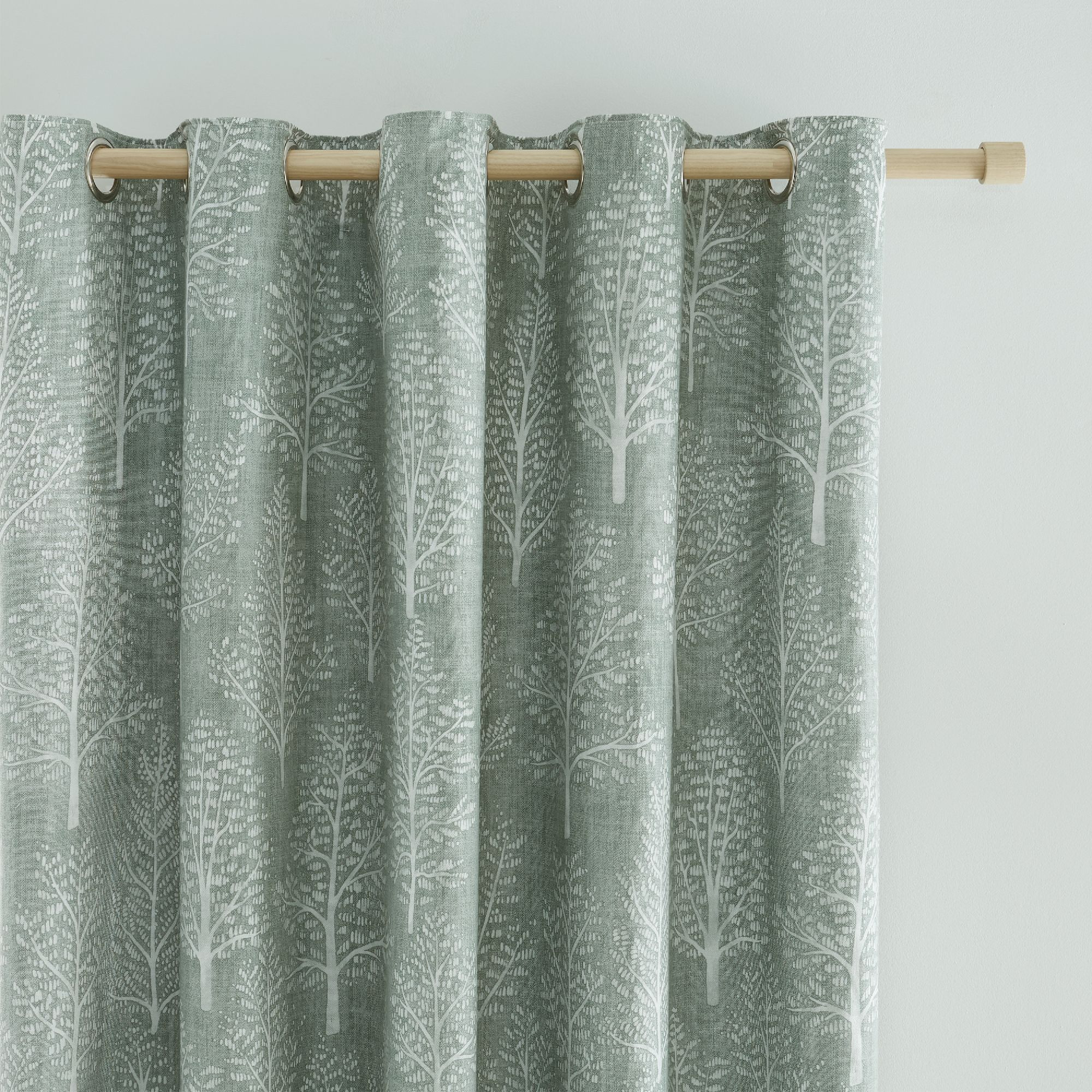 Catherine Lansfield Alder Trees Sage Green Eyelet Curtains Green