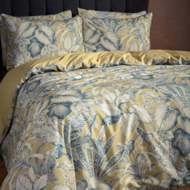 Tivoli Tropical 100% Cotton Sateen Duvet Cover & Pillowcase Set Yellow/Grey