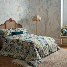 Morton Floral Teal 100% Cotton Sateen Duvet Cover & Pillowcase Set Green