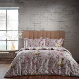Lavish Floral Blush 100% Cotton Sateen Duvet Cover & Pillowcase Set Pink