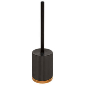 Modern Bamboo Toilet Brush and Holder Black