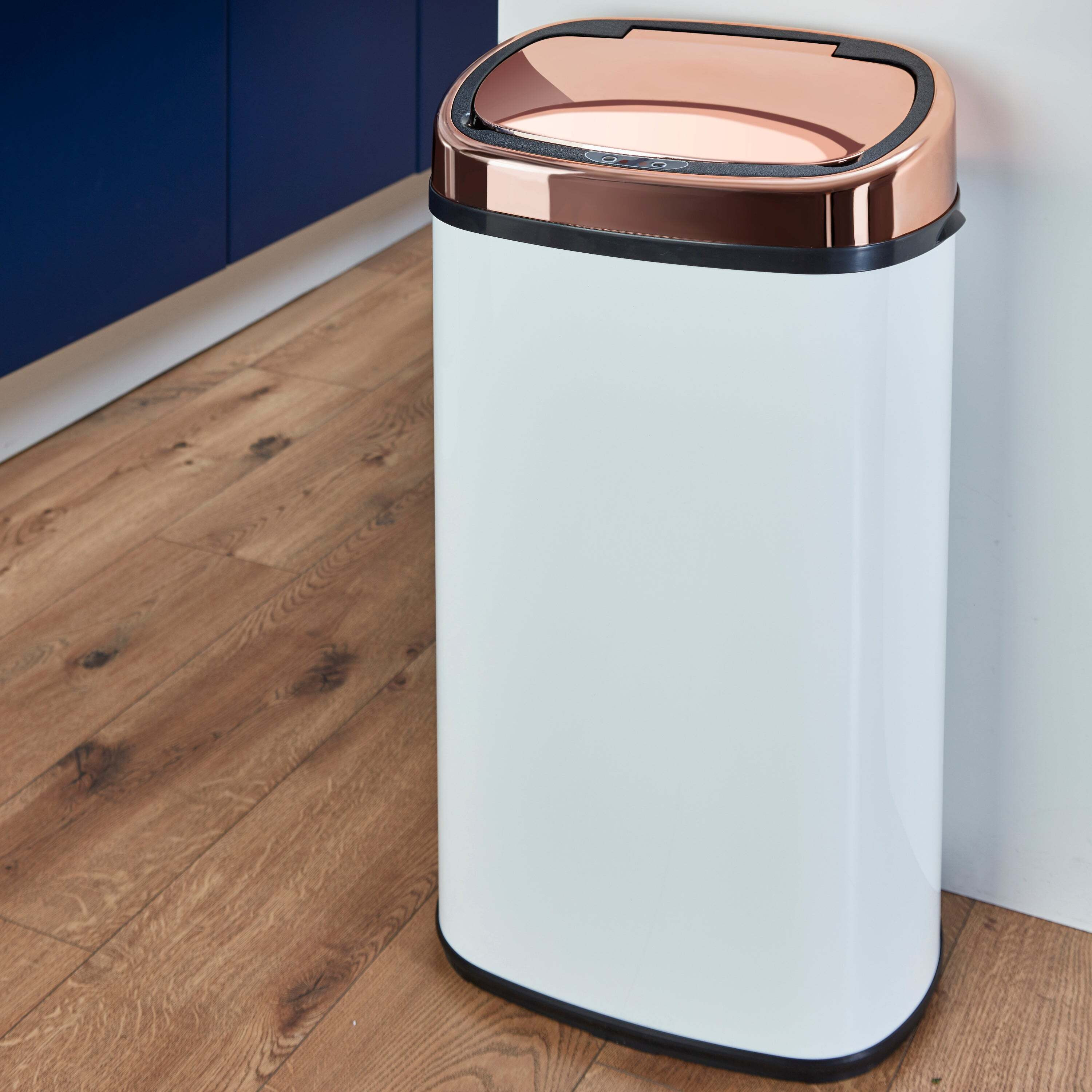 Tower Rose Gold 58L Square Sensor Bin Rose Gold/White