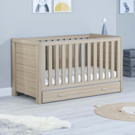 Babymore Luno Cot Bed with Drawer Natural