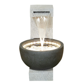 Solitary Pour Water Fountain with LEDs White