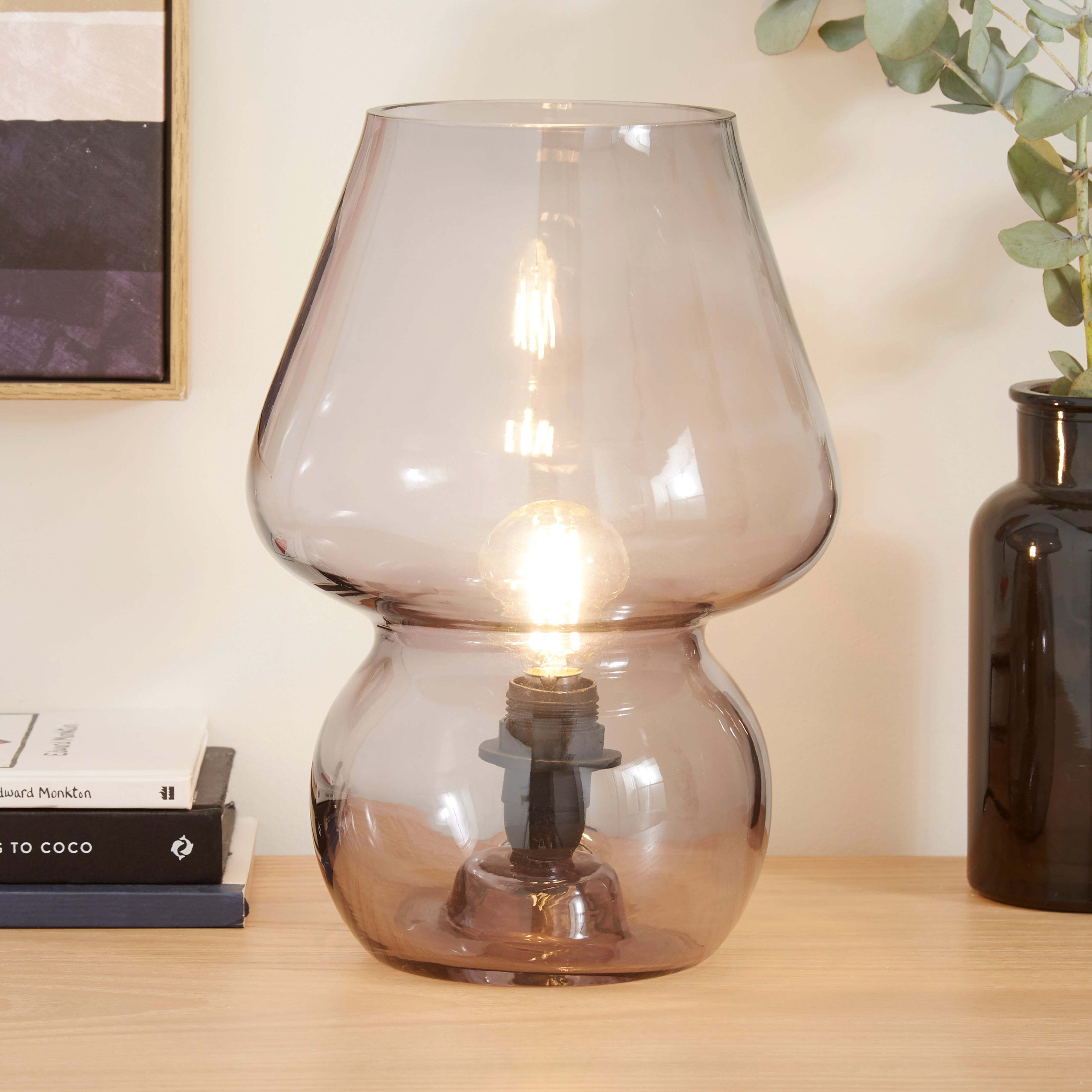 Evy Glass Table Lamp Smoke (Grey)