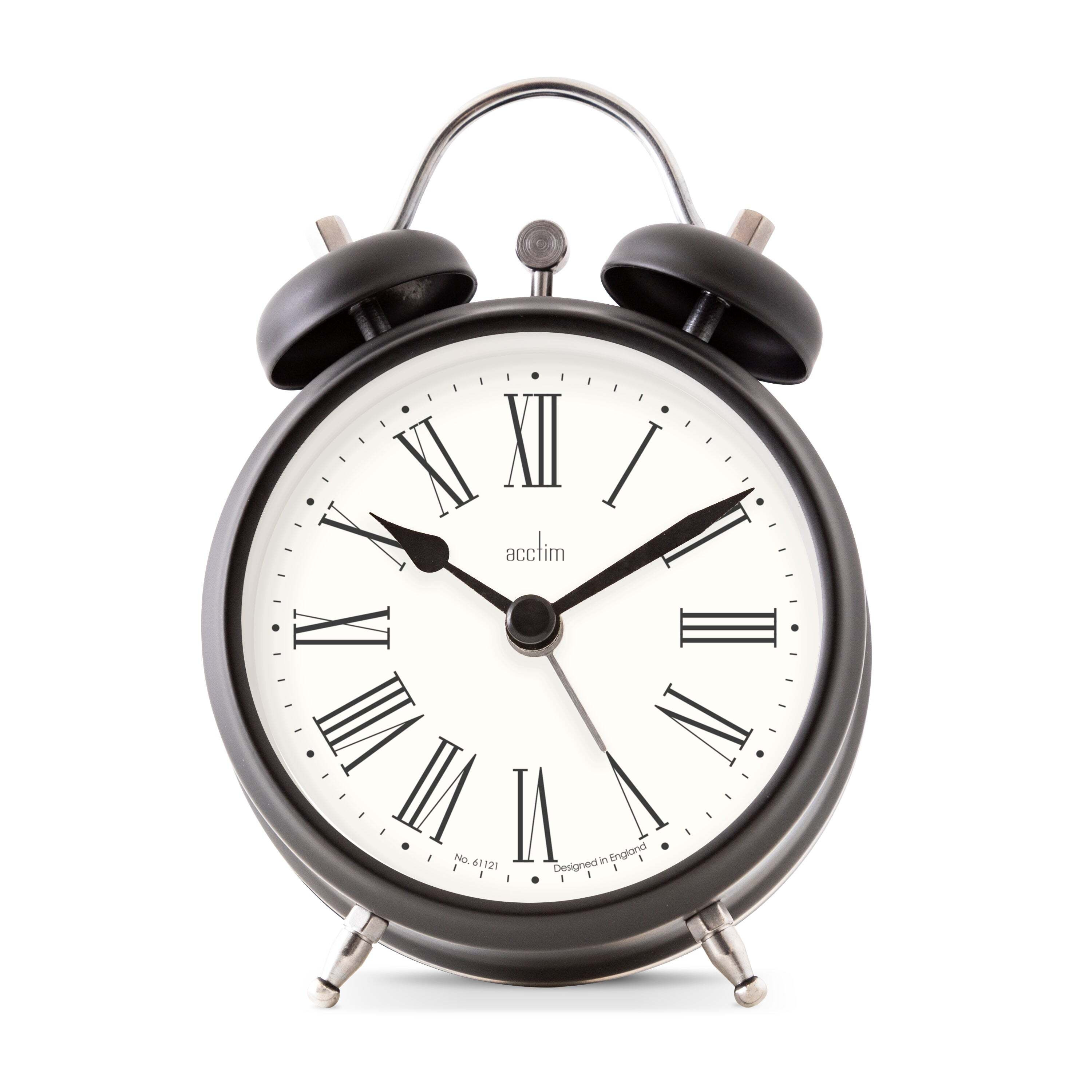 Acctim Shefford Roman Small Alarm Clock Black