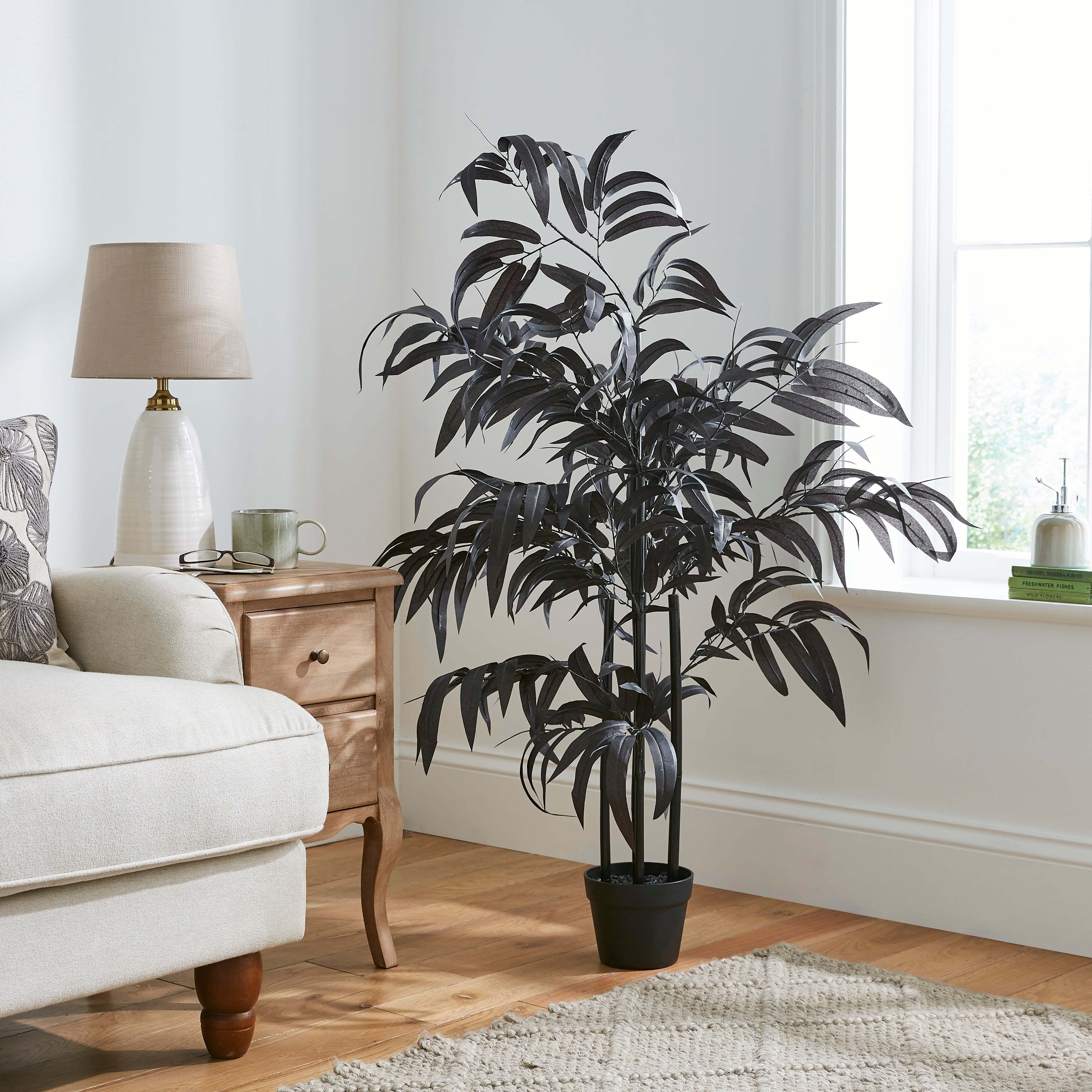 Artificial Black Bamboo Tree in Black Plant Pot Black