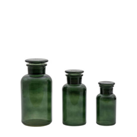 Set of 3 Apotheca Glass Vases Green