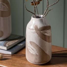 Colly Small Reactive Striped Stoneware Vase Brown