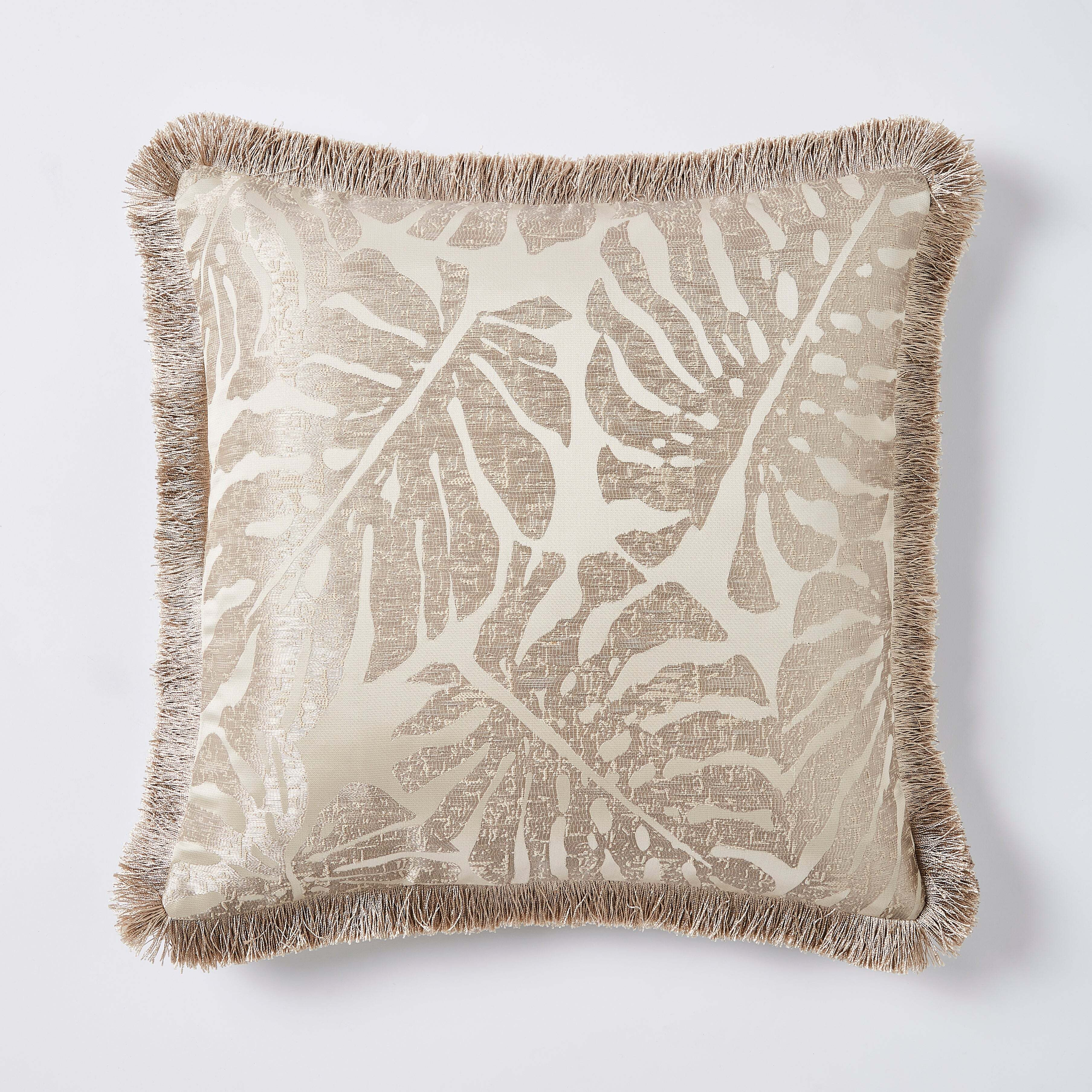 Luxe Jacquard Palm Cushion Gold