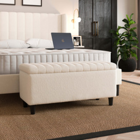 Alara Teddy End Of Bed Storage Ottoman Cream