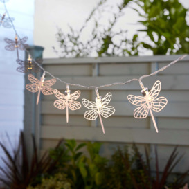 Dragonfly 10 LED Indoor Outdoor Solar String Lights Silver