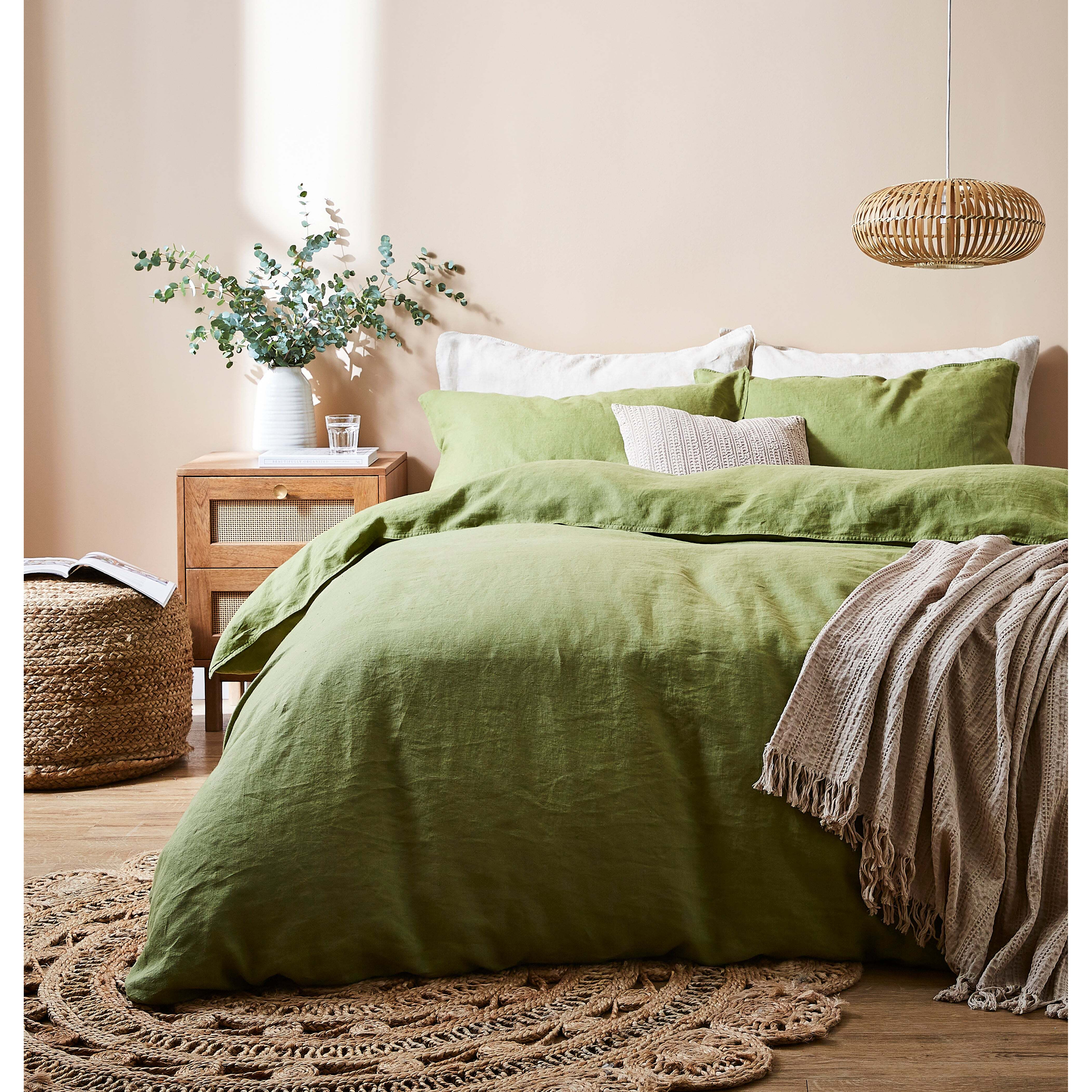 Linen Duvet Cover Set Olive - image 1