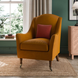 Harriet Velvet Wing Armchair, Amber Gold Amber Gold