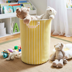 Kids Fabric Ochre Stripe Toy Storage Bag Ochre