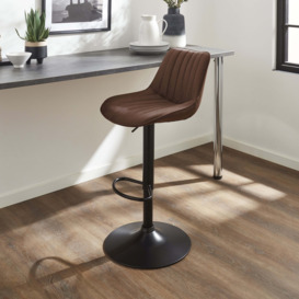 Zion Height Adjustable Barstool, Faux Suede Brown