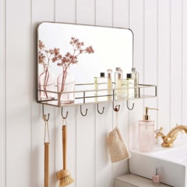 Heart and Soul Rectangle Wall Mirror with Hooks Antique Brass