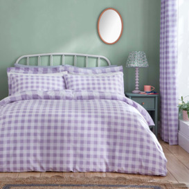 Ansley Gingham Lilac Duvet Cover & Pillowcase Set Lilac