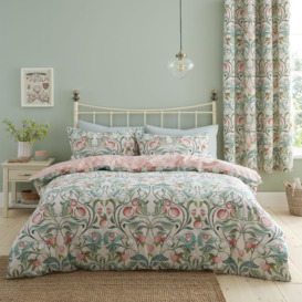 Clarence Floral Reversible Natural Duvet Cover & Pillowcase Set Beige