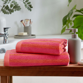 Fuchsia and Tiger Lily Bold Stripe Towel Fuschia and Tiger Lily