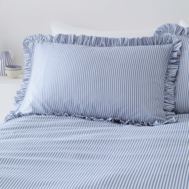 Hampton Frill Duvet Cover & Pillowcase Set Blue