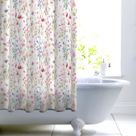 Watercolour Floral Shower Curtain White/Pink/Green