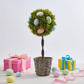 Artificial Easter Egg Topiary Tree in Brown Plant Pot MultiColoured