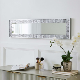 Luxe Tiled Rectangle Panel Wall Mirror Silver