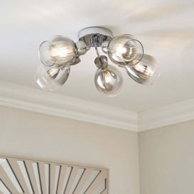 Sylvia 5 Light Semi Flush Ceiling Silver