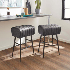 Bude Bar Stool, Faux Leather Grey
