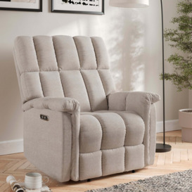 Spencer Chenille Power Recliner Armchair, Natural Natural