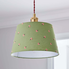 Green Flower Embroidered Tapered Lamp Shade MultiColoured
