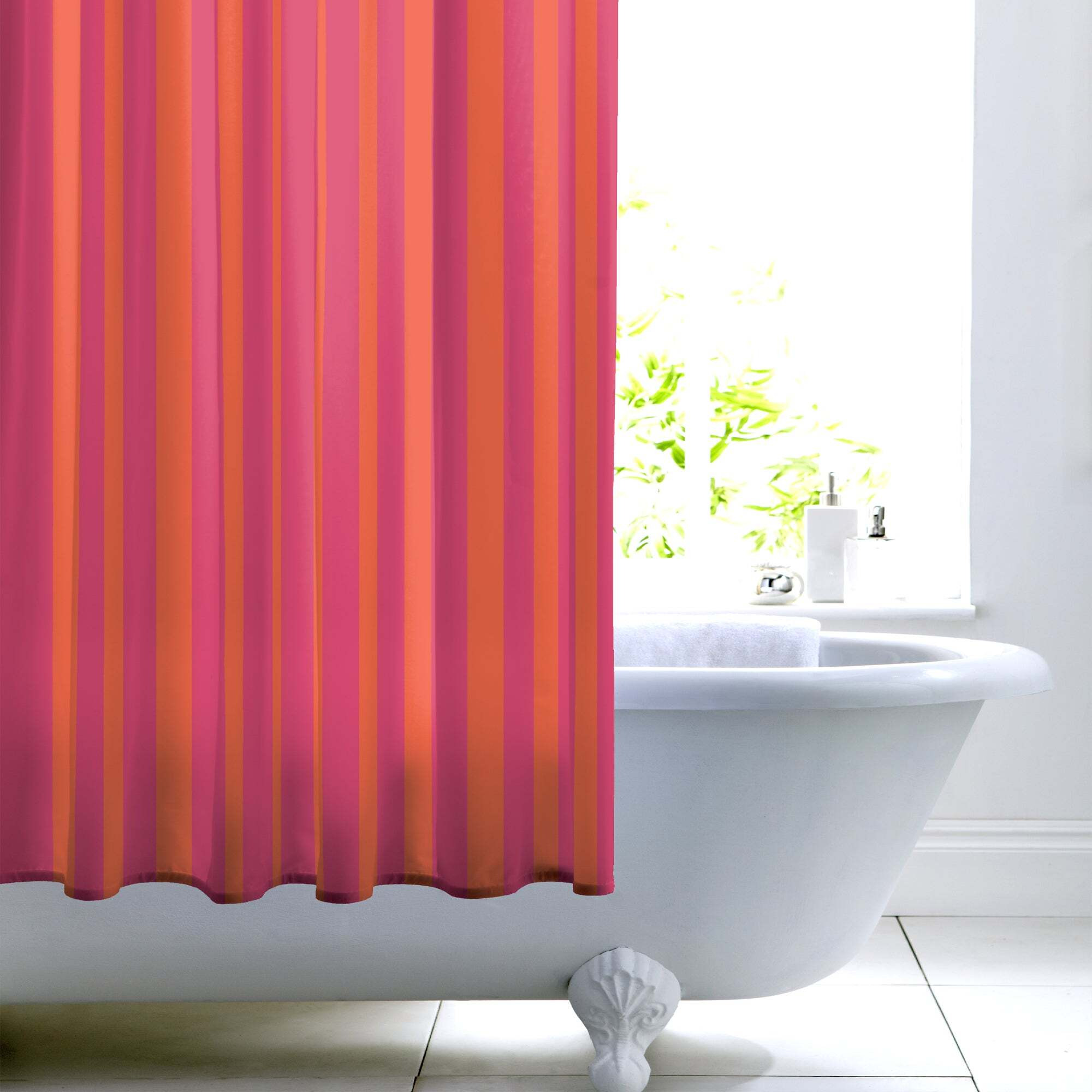Bold Stripe Shower Curtain Pink/Orange