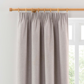 Luna Brushed Blackout Pencil Pleat Curtains Taupe (Brown)