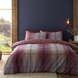 Catherine Lansfield Melrose Tweed 100% Brushed Cotton Duvet Cover & Pillowcase Set purple