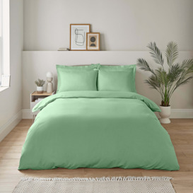 Super Soft Microfibre Plain Duvet Cover and Pillowcase Set Green