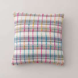 Spacedyed Rainbow Check Cushion White/Blue/Pink