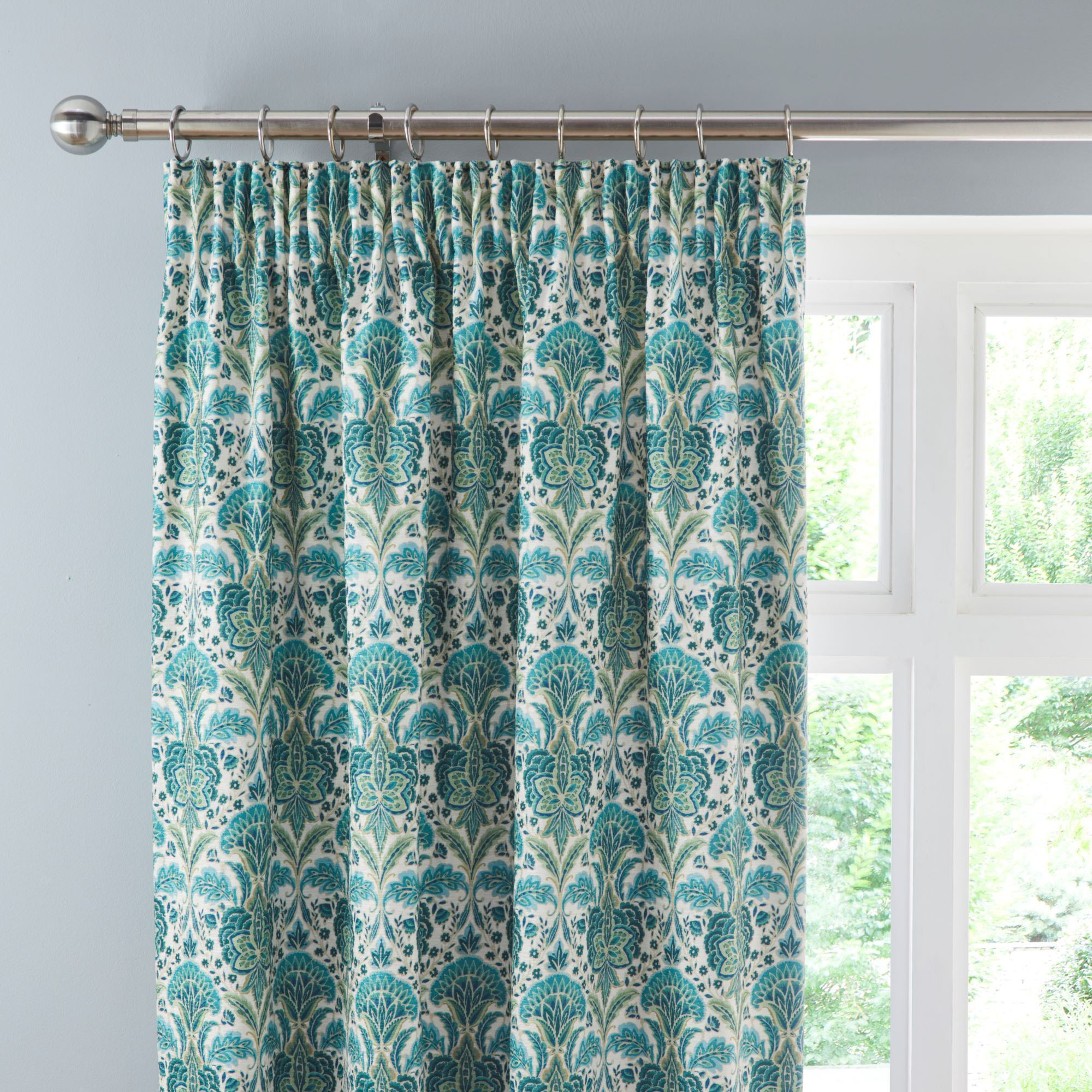 Rapture Green Pencil Pleat Curtains Green