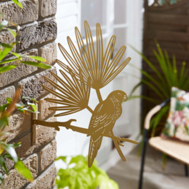 Gold Iron Parrot Indoor Outdoor Wall Art Gold